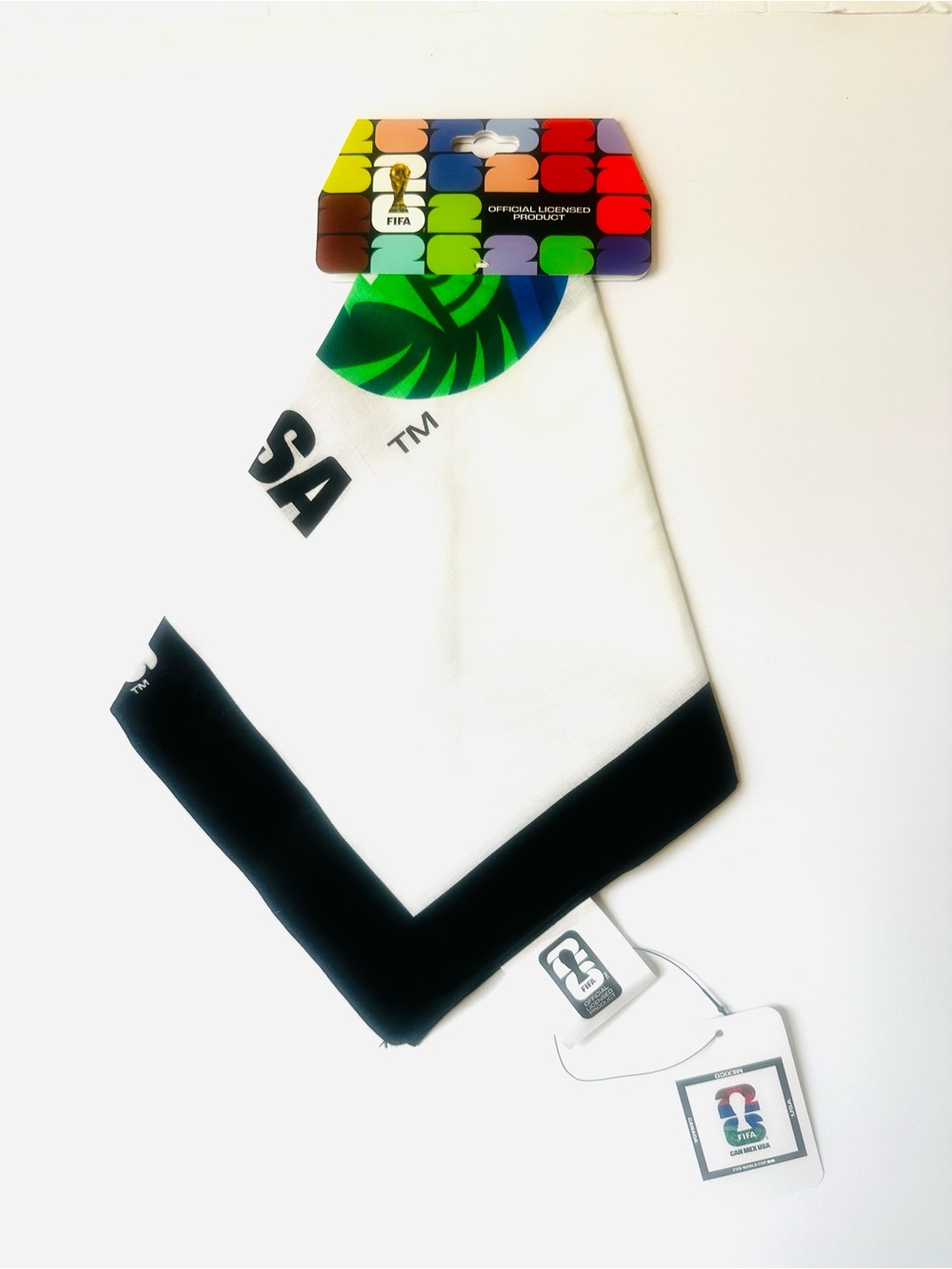 FIFA Official Canada Mexico USA White & Black Scarf/Bandana